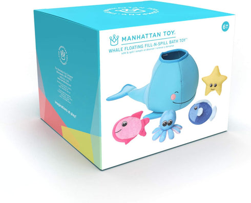 Manhattan Toy Neoprene Whale 5-Piece Floating Spill n Fill Bath Toy with Quick Dry Sponges