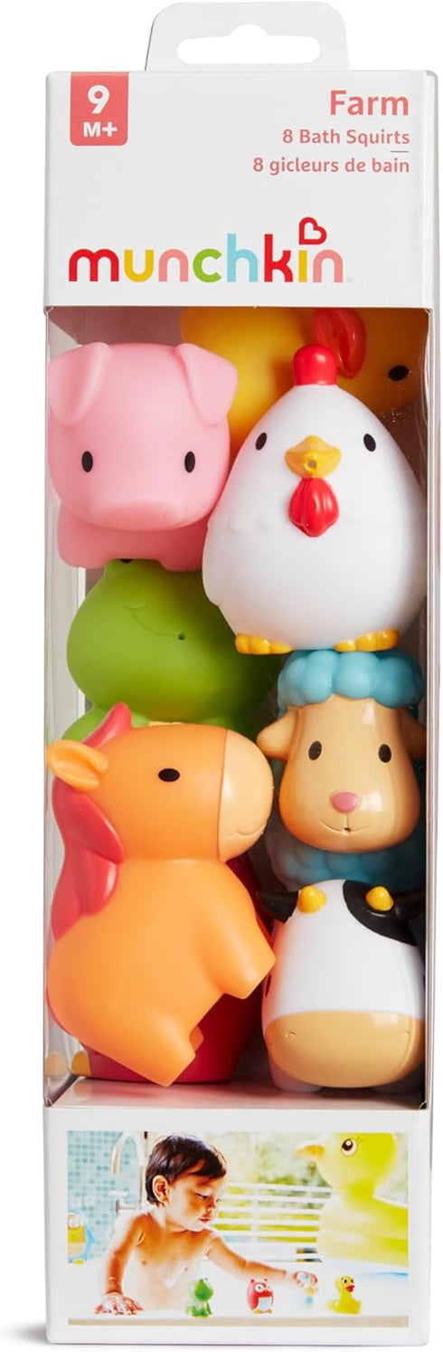 Munchkin Baby Bath Toy Squirts, Farm Animal Squirters, 8 Pack, for Babies and Toddlers 9 Months Up