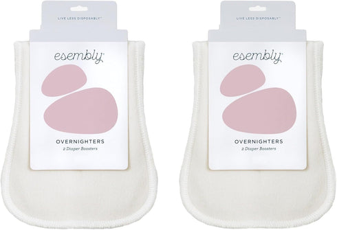Esembly Overnighters Organic Cotton Cloth Diaper Booster Inserts with Stay-Dry Fleece Reusable