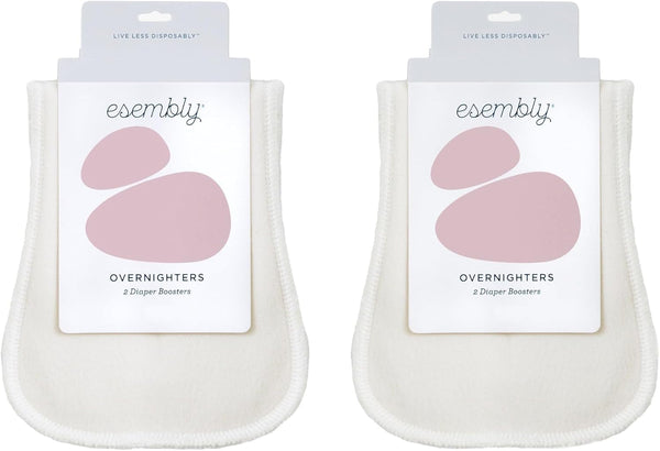 Esembly Overnighters Organic Cotton Cloth Diaper Booster Inserts with Stay-Dry Fleece Reusable