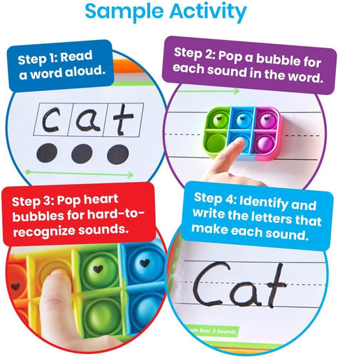 hand2mind Elkonin Box Sensory Bubble Poppers, Phonemic Awareness, Phonics Manipulatives, Science of Reading Classroom