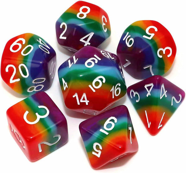 Rainbow DND Dice Set for Dungeon and Dragons D&D RPG - Polyhedral Dice with Bag