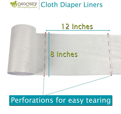 OsoCozy 3 Pack -100 -3 Flushable Diaper Liners - Makes Cloth Diapering Laundering Easier - Super Soft and Gentle on