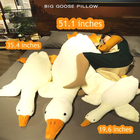 MDXMY 51.2" White Swan Goose Stuffed Animal Plush Pillow, Super Soft Sleeping Pillow (Down White, 51.2")