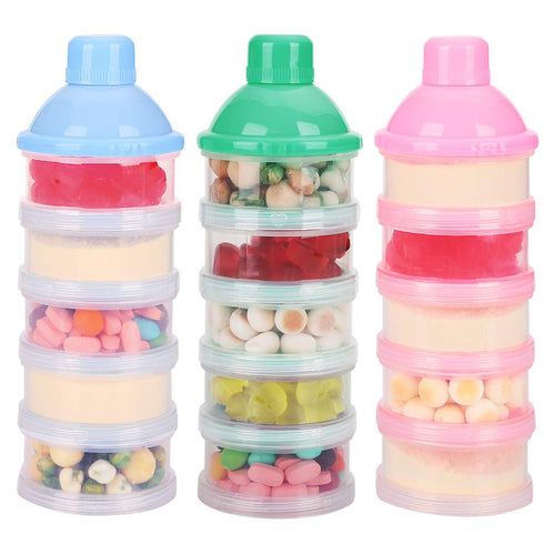 Accmor 5 Formula Dispenser On The Go, Compartments Stackable Formula Container for Travel, Baby Milk Powder Kids Snack