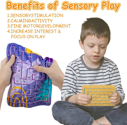 Inbeby 5 Supplies,2 Pcs Marble Maze Mat Sensory Fidget Stress Relief Toys,Sensory Mat Anxiety Calming Toys,Tactile