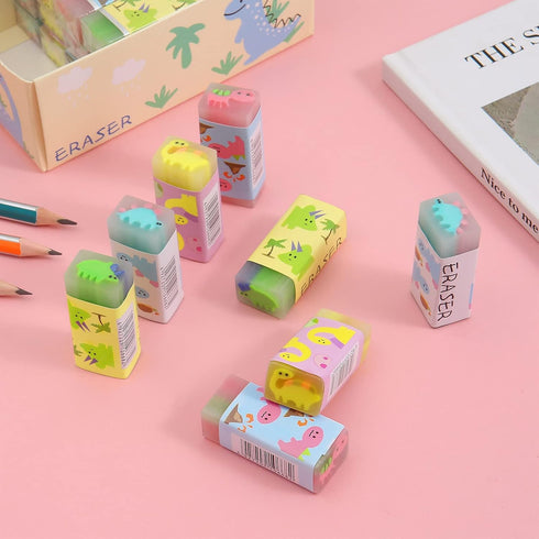8 Pcs Cute Dinosaur Style Erasers for Kids, Large Novelty Animal Desk Pets for School Supplies