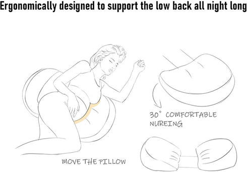 FTVOGUE Pregnancy Pillow, U Shaped Maternity Pillow for Pregnant Women with Polyester Fiber, Lumbar Support Pillow