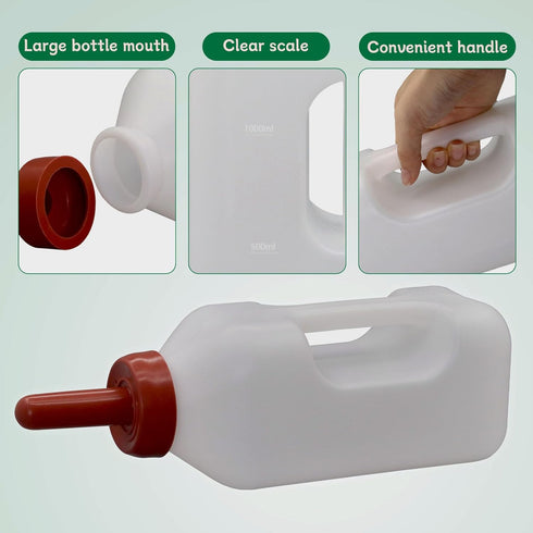 MODUODUO 2.11 Calf Bottle Lamb Feeding Nipple Quart Calves Nursing Feeder with a Replacement Teat for Baby Livestock
