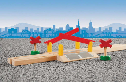 33388-4 Set 3 BRIO World Piece Railway Crossing | Fun and Interactive Wooden Train Accessory for Kids | Enhances