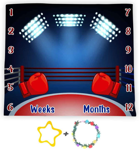 Boxing Theme Baby Monthly Milestone Blanket - 48x40in Soft Flannel, Newborn Mom Gifts, Age Growth Tracker with Bonus
