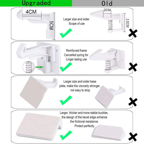 Buumook 6 Pack Upgraded Invisible Baby Proofing Cabinet Latch Locks - No Drilling or Tools Required, Children Proof