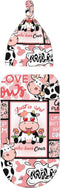 Who Love Cows Newborn Swaddle Blanket with Hat Set, One Size Receiving Blanket for Boys and Girls