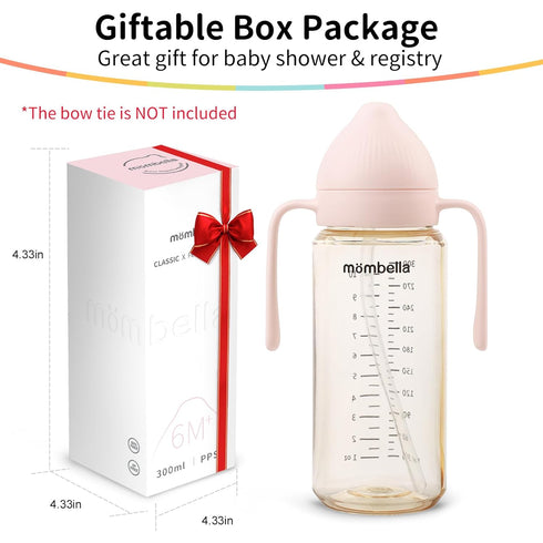 2 1 6 10oz, Mombella Classic in Baby Bottle & Straw Cup with Handle, PPSU Baby Bottles & Sippy Cup, Skinsoft Silicone