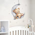 Teddy Bear Sleeping on The Moon and Stars Wall Stickers for Kids Baby Room, Interior Decoration Wall Decals