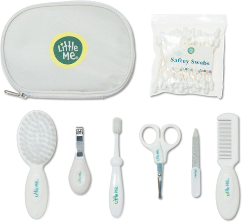 Little Me Baby Grooming Set - 8 Piece Essential Kit with Brush,