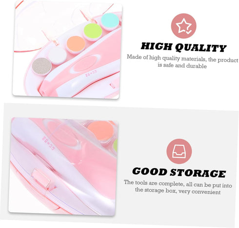 Trimmer Set MERRYHAPY Electric Nail File for Boy Girl Safe Easy Nail Tool Multi-Functional Pink Manicure for Boys Girls