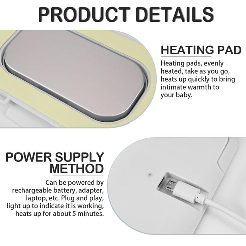 LNQ LUNIQI Baby Wipes Warmer Travel Wipes Warmer Portable Thermostat Reusable Wipes Heater for Home Car Travel White