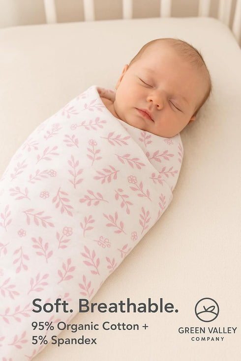 Generic 31.5x31.5 inch Green Valley Organic Cotton Receiving Swaddle Blanket Soft Breathable Stretchy Newborn/Infant