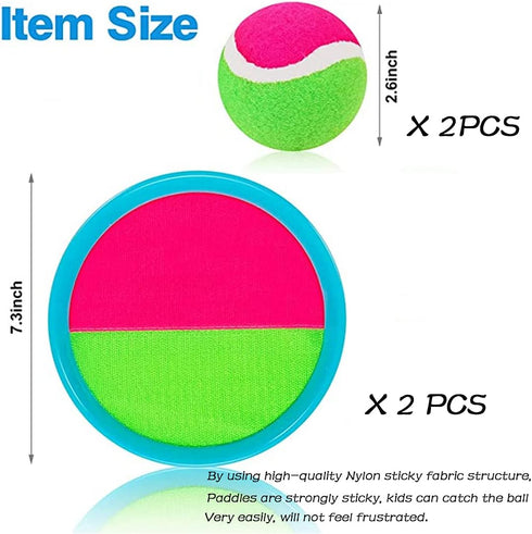 Ball Catch Set Games, Toss Paddle Outdoor Toys, Beach Toys with 2 Paddles & 2 Balls for Kids Birthday Gift