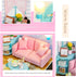 Kisoy Dollhouse Miniature with Furniture Kit - DIY 3D Wooden House Kit, Small Apartment Style with LED, Gift