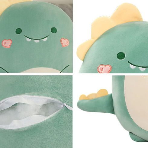 Cute Dinosaur Plush Hugging Pillow, Soft Stuffed Animal Throw Pillow, Cartoon Plushie Sleeping Pillow for Kids