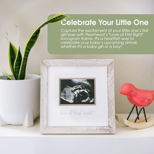 4 3 Pearhead Love at First Sight Sonogram Picture Frame, Gender Neutral Ultrasound Keepsake, Ideal Pregnancy Gift, Baby