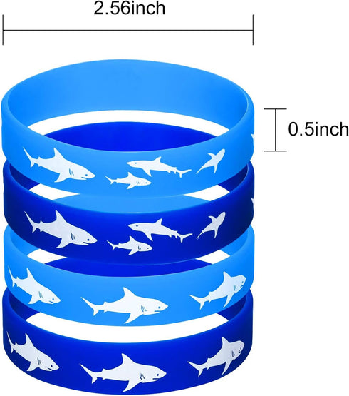 meekoo 24 Pcs Shark Party Favors Rubber Wristbands, Jaws Party Decorations Under the Sea Supplies