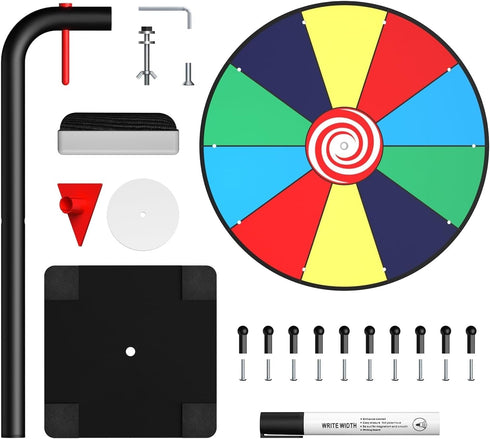12 Inch Facilife Spinning Wheel - Color Prize Wheel with Stand, Table Spinner for Trade Shows, Carnivals & Home Games