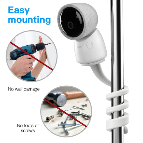 Flexible Twist Mount for Arenti Baby Monitor, No Tools or Wall Damage Required, White