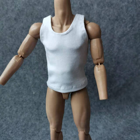 1/6 Custom Scale T-Shirt Sleeveless Vest Clothes for 12" Male & Female Action Figures (Black + White)