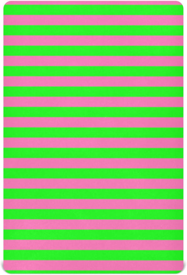 Pigsaly Crib Sheets Hot Pink Green Stripe Baby Sheet for Standard Crib Mattress