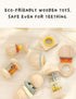 BONOVISTA 7 Set 0-6 0-12 PCS Wooden Baby Toys - Organic Infant Rattles Newborns Month & Montessori-Inspired Musical