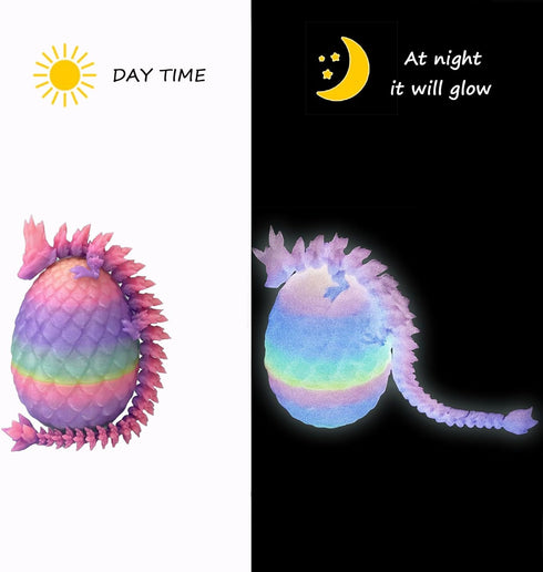 5PCS 3D Printed Mini Dragon Egg with Dragon Inside Fidget Toy,Mythical Prefilled Easter Eggs with Glow in The Dark