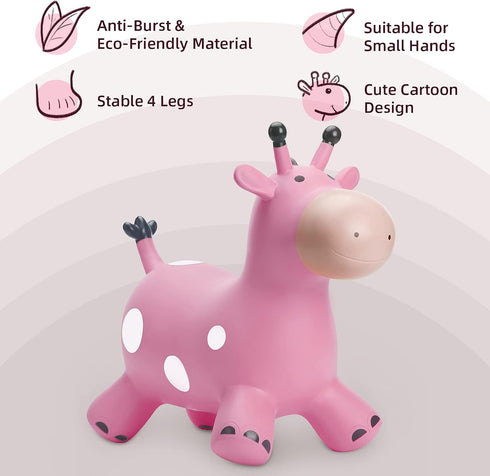 EVERICH TOY Giraffe Bouncy Horse Hopper for Toddlers, Inflatable Jumping Horse, Hopping Toys Gifts for Boys and Girls