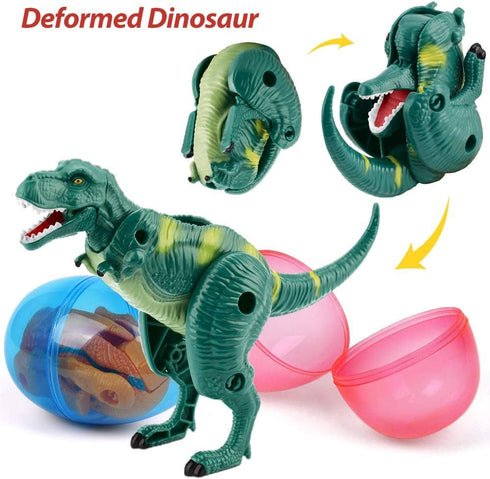 6 Pack OCATO Easter Eggs Filled with Dinosaur Toys Jumbo Deformation Dinosaur Eggs Easters Egg Fillers Plastic Surprise