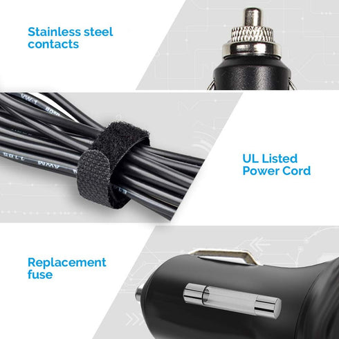 PumpMom 12 Volt Car Adapter for Motif Luna Breast Pumps - Replacement Vehicle Charger with 8 Ft Long Cord
