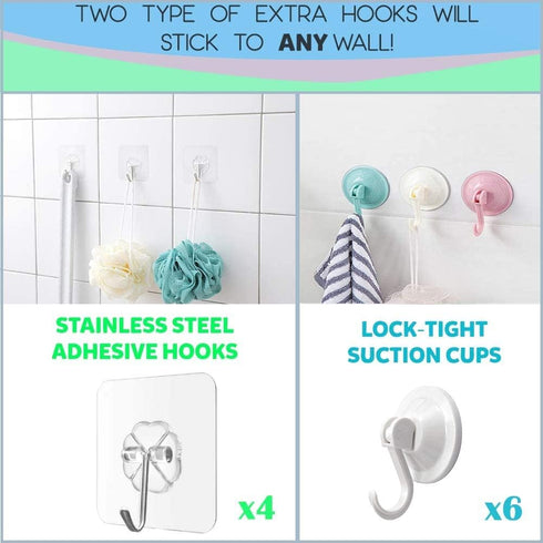 2 x Mesh Bath Toy Organizer + 6 Ultra Strong Hooks, Perfect Bathtub Toy Holder & Shower Caddy for Kids & Toddlers