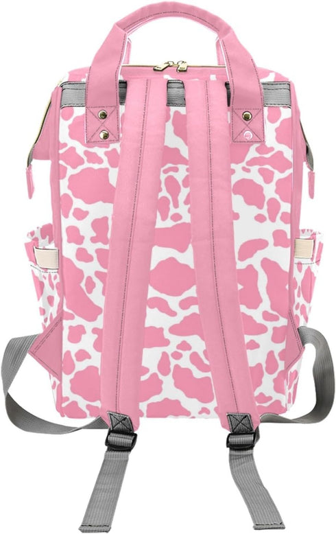Workvalor Package Backpack Mommy Backpack Personalized Maternity for Women, Custom Cow Print Pink Diaper Customized