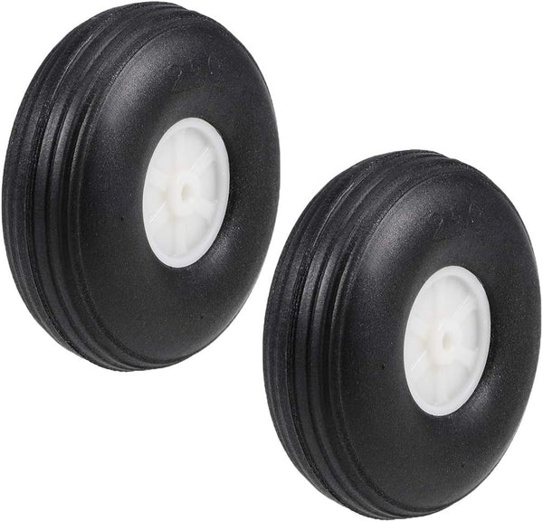 uxcell Tire and Wheel Sets for RC Airplane, PU Sponge Tire with Plastic Hub, 2.5" 2pcs
