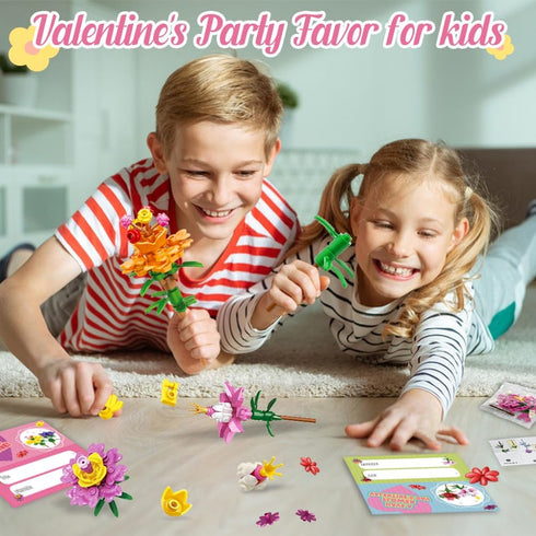 UMEELR 24 Packs Flowers Building Blocks, DIY Flower Pre Filled Easter Egg Surprise Toys for Basket Stuffers Classroom
