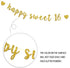 Happy Sweet 16 Banner - Gold Glitter Happy 16th Birthday Party Decorations, Cheer to 16 Years
