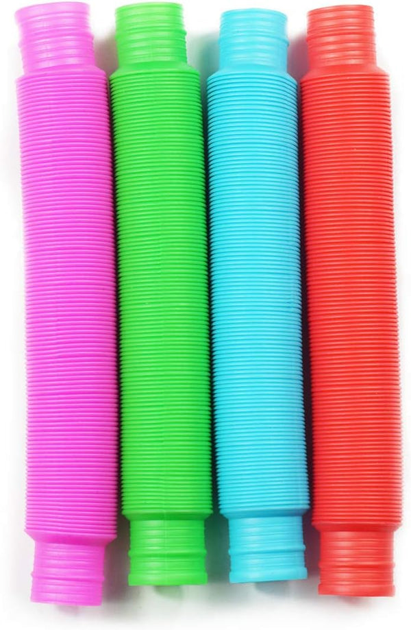 Pop Tubes Sensory Toys, Fidget Toys for Kids and Adults, Multi-Color Pop Tubes (4 Pack)