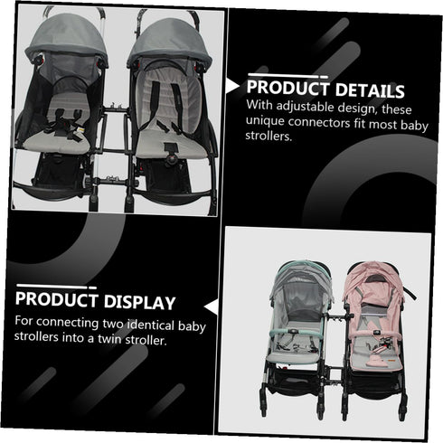 LOORGVEL Adjustable Stroller Connector for Twins Pushchair Accessory Iron Plastic Construction Lightweight Detachable