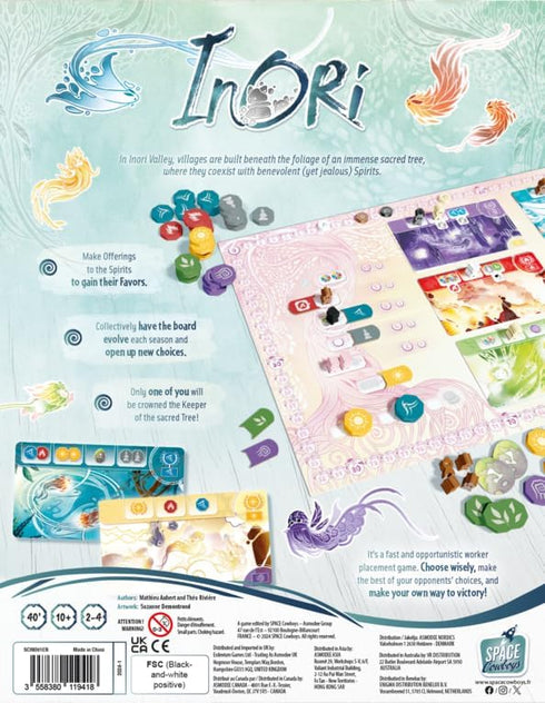 10+, 2-4 40 Inori Board Game - Cooperative and Competitive Worker Placement Strategy Game, Fun Family Game for Kids