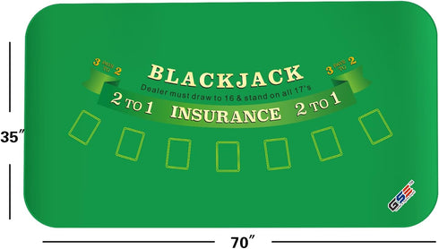 GSE Games & Sports Expert Casino Blackjack Tabletop Layout Mat, Non-Slip Rubber, Carrying Bag for Parties