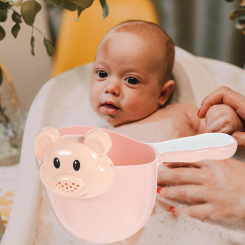 Kisangel Baby Shampoo Rinse Cup Large Capacity Thickened Pp Material Comfortable Round Handle Tear-Free Waterfall