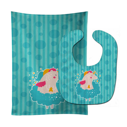 Caroline's Treasures BB7135STBU Unicorn Ballerina Baby Bib & Burp Cloth Easy-Clean Baby Bib Baby Feeding Accessory Baby Mealtime Essential