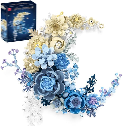 Eternal Flower Building Blocks Set, Simulated Artificial Flowers Moon Models, Home Decor