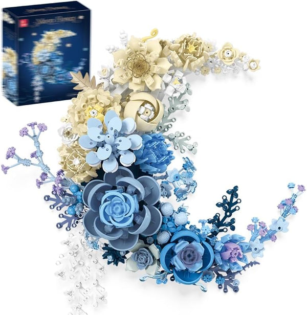 Eternal Flower Building Blocks Set, Simulated Artificial Flowers Moon Models, Home Decor